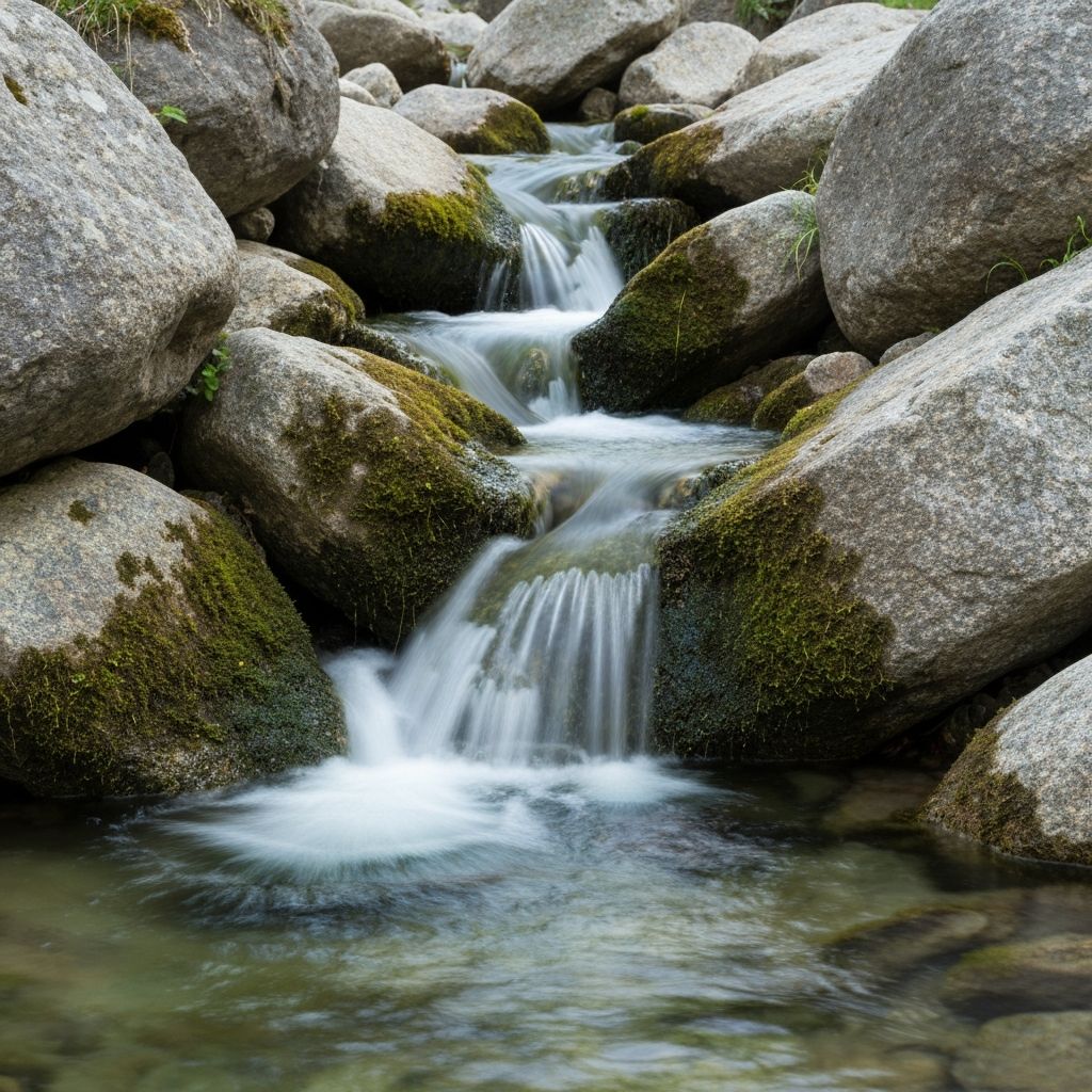 Sauberes Alpenwasser fließend über Schweizer Bergsteine